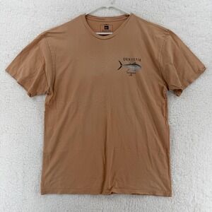 Quiksilver Waterman Shirt Mens XL Brown Fish Graphic Cotton Short Sleeve Fishing